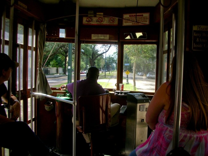 Aboard the St. Charles streetcar, New Orleans